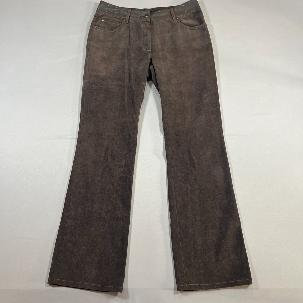 Reba Corduroy Pants Womens 6 Brown Studded Stretch Mid Rise Boot Cut Leg Western